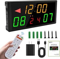 LED Electronic Scoreboard with Power Supply,Score Keeper with Timer Clock,Portable Digital Scoreboard with Remote for Corn Hole,Board Game,Indoor & Outdoor Game