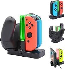 FastSnail Controller Charger for Nintendo Switch & OLED Model for Joycon, Charging Dock Station for Joy con and Pro Controller with Charger Indicator & Type C Cable for NS NES Games