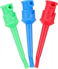 3pcs Test Lead Multimeter Clip Hooks for Electronic Components Testing Red Blue Green Insulated Plastic Covers Strong Spring-Loaded Hooks Replacement Connectors