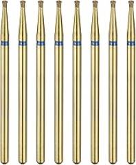 HARFINGTON 8pcs 120-140 Grits Diamond Grinding Bit 1.6mm Inverted Cone Head 2.35mm Shank 1.6mm Length Titanium Plated Stone Sanding Drill Bits Rotary Tool for Nails Grinding Polishing