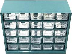 25 Multi-Grid Drawer Parts Box Wall-Mounted Screw Classification Component Box Tool Case Electronic Components Storage Toolbox Utility Manager(Green)