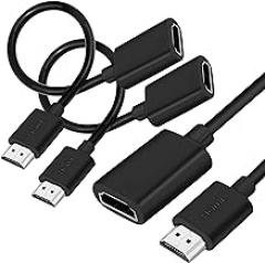 SaiTech IT 2 Pack 19 Pin Male to Female HDMI Extension Cable Support 4K 1080P HDMI Extender Adapter Converter Compatible for TV Stick DVD HDTV LCD HD TV – (1FT, Black)