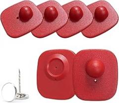 Clothes Anti-Theft Security Tags, 8.2mhz System Chip-Matched Retail Security System Sensors, Square Hard Clothes Tags (Red)