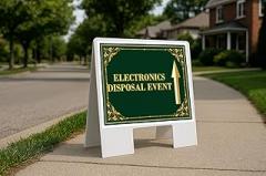 Electronics Disposal Event St. Patrick'S Day Irish Clover Fancy Gold Up Arrows A-Frame Single Sided 23x23 in. sign