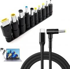 USB C to DC Power Adapter Kit, 5.5 x 2.1mm Round Barrel Connector with 12V Output, Universal Charging Cable Compatible with Sony Toshiba Samsung Lenovo Laptop Tablet Electronic (10 Pcs)