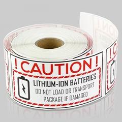 Caution Lithium Ion Battery Sticker - Packing Labels, Warning, Safety Stickers for Packages, Electronics - 300 Count Lithium Ion Labels - 4 x 2 Inches