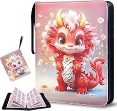 Card Binder 900 Pockets, Trading Card Binder 9-Pocket fits 900 Cards with 50 Removable Card Sleeves and Zipper Card Collection Binder for Boys and Girls Organized