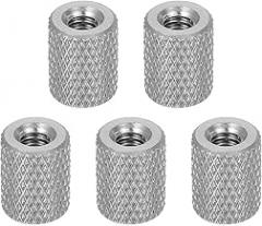 Pack of 5 M3 Flat Knurled Nuts 304 Stainless Steel Flat Head Diamond Knurling Through Hole Adjustment Nuts Fasteners for Electronics Machines D6 x H10 mm