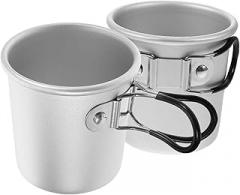Milisten 2pcs Aluminum Alloy Collapsible Camping Mugs with Foldable Handles, Lightweight Metal Coffee Cups for Backpacking, Hiking, Outdoor Travel and Picnic Use