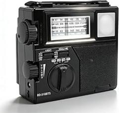 AM FM SW Radio with Bluetooth and Solar Power, Portable Rechargeable Radio with USB Memory Card Playback, Dual Antenna for Clear Reception, Perfect for Home Outdoor Camping