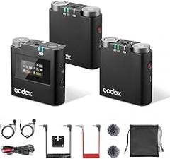 GODOX Virso S M2 Wireless Microphone for Sony, 2.4GHz Noise Cancelling Wireless Lavalier Mic, 656ft Range, 17-Hour Battery, Hotshoe Mount Connection for Sony, Suitable for Cameras PC Smartphones