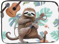 Funny Cute Animal Music Print Laptop Bag for Men Women Shockproof Laptop Bag for Travel Office School, black, 12 inch