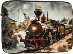 Train and Train Laptop Bag for Men Women Shockproof Travel Office School Laptop Bag, black, 13 inch