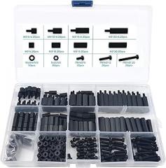 350PCS Black Nylon Hardware Kit, Hex Spacer Assortment Set with Male Female Standoffs, Screws and Nuts for PCB, Electronics, Robot, 3mm