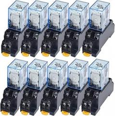 Electronic Parts 10Pcs Relay LY2NJ AC12V 24V 36V 48V 110V 220V 380VSmall Relay 10A 8 Pins Coil DPDT with Socket Base (Size : AC380V)