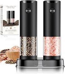 Electric Salt and Pepper Grinder Set Automatic Battery Pepper Mill Shakers Adjustable Coarseness Upgraded Larger Capacity with Led Home and Kitchen Appliances Birthday Gifts for Women Mom