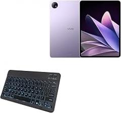 BoxWave Keyboard Compatible with vivo iQOO Pad - SlimKeys Bluetooth Keyboard - with Backlight, Portable Slim LED 7 Colors - Jet Black