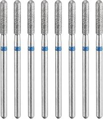 HARFINGTON 8pcs 120-140 Grits Diamond Grinding Bit 2.6mm Cylindrical Ball Head 2.35mm Shank 12.5mm Length Stone Sanding Drill Bits Rotary Tool for Ceramic Glass Nails Grinding Polishing