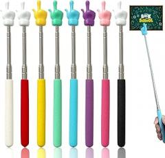 55cm Telescopic Teachers Pointer, 8 Pieces Multi-Color Extendable Hand Finger Teacher Pointer Stick, Presenter Whiteboard Pointer for Office Training and Teaching