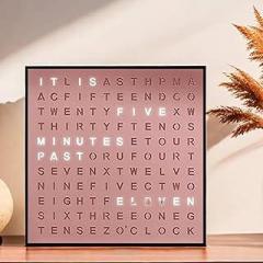 LED Light-Up Electronic Word Clock, Desk Electronic Clock, Luminous Text Display Time, Multi-Mode Adjustment, for Living Room, Bedroom, Home or Office Lightup Decor