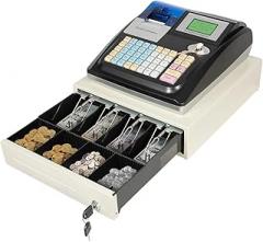 Electronic Cash Register,48 Keys Check Out Counter Tabletop,Electronic Pos System Cash Register w/Drawer Cash Box, LED Display, for Supermarkets (13 * 14.17in)