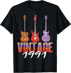 Guitar birthday 1991 birthday Electronic Guitar Retro 33rd electric guitar T-Shirt