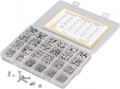 1220Pcs 304 Stainless Steel Hex Socket Screw Nut Washer Kit, Strong Wear Resistance, M2 M3 M4 M5 Sizes, and Resistance, for Machinery and Electronic Products