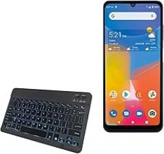 BoxWave Keyboard Compatible with Consumer Cellular ZMax 5G - SlimKeys Bluetooth Keyboard - with Backlight, Portable Slim LED 7 Colors - Jet Black
