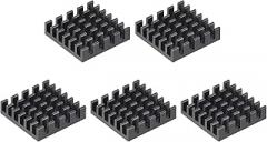 uxcell 19x19x5mm Black Self Adhesive Aluminum Heatsink Electronic Radiators for IC, MOS 5Pcs