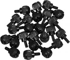 SECFOU 24Pcs Black 6-32 Thread PC Computer Case Thumbscrews for Power Supply and Pci Slots, Small Screw Set for Hard Drive and Electronics Replacement, Compatible Desktop PC Chassis