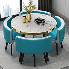 Office Reception Round Table, Office Table and Chair Set Small Conference Table, Negotiation Table Sales Office Shops Meetings Small Tables, 80cm(Blue)