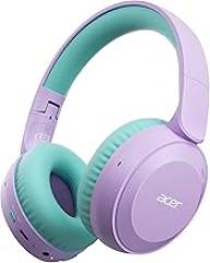 acer Kids Bluetooth Headphones, 85/94dB Volume Limited, 60H Playtime, Bluetooth 6.0, Lightweight Over-Ear Wireless Headphones for Kids, Toddler Headphones with Built-in Mic, Purple-Green