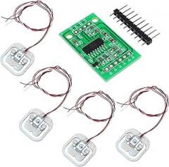 Load Cell, 4PCS Human Scale Load Cell Weight Sensors + HX711 AD e Weight Sensor Electronic Scale Weighing Pressure Sensor DIY Kit