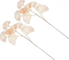 Milisten 2pcs Artificial Plastic Ginkgo Leaves Branches Lifelike Simulation Plants for Wedding Decor and Photo Props Indoor Fall Party Ornaments