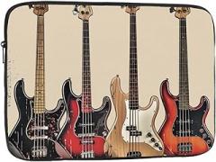 Guitar Bass Musical Instruments Printed Laptop Bag for Men Women Shockproof Travel Office School, black, 13 inch