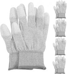 5 Pairs Static Fingertip Gloves PU Coated Slip Precision Work Gloves for Industry Electronics Dust Workshop Safety