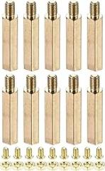 YOKIVE 10 Sets Brass Hex Threaded Spacer Screw Nut Kit, Spacer with Female-Male Thread | Raising The PCB Board, Great for Electronics Industries (M4 23+6mm)