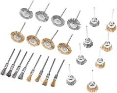 Abrasive polishing tools 24Pcs/set Steel Brass Wire Brush Metal Polishing Buffing Grinding Wheels Kit 3mm Shank for Rotary Tool Accessories