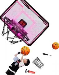 Compacts Indoor Basketball Hoops Remote Led Light Electronic Scoreboard for Bedroom Wall Mount Space Saving Indoor Basketball Hoops
