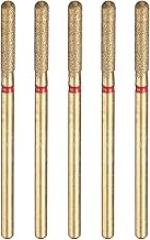 HARFINGTON 5pcs 200-230 Grits Diamond Grinding Bit 2.6mm Cylindrical Ball Head 2.35mm Shank 12.5mm Length Titanium Plated Stone Sanding Drill Bits Rotary Tool for Nails Grinding Polishing