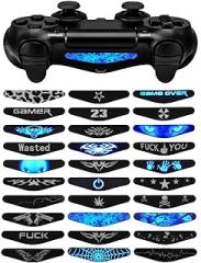 eXtremeRate 30 Pcs/Set Color Artwork Pattern Signs Led Lightbar Cover Light Bar Decals Stickers Flim for ps4 for ps4 Slim/Pro Controller Skins