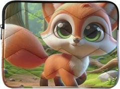 Laptop Case Big Eyes Fox Waterproof Briefcase Bag Portable Electronic Device Cover, 15-15.6 Inch
