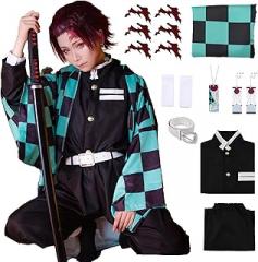 YYKULKEY Halloween Anime Cosplay Costume Set for Adults Japanese Kimono Outfit with Necklace Cloak and Earrings