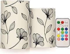 Beige Floral Electronic Candle Light,No Open Flame, No Smoke, No Wax Drips, Remote Controllable, 4-Hour/8-Hour Timer for On/Off, Multiple Light Settings, Versatile for Different Occasions.