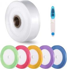 656 Feet Poly Tubing with Ribbon & Scissors, 2 Wide for Lei, Packaging Food & Electronic Components