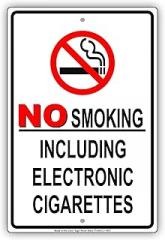No Smoking Including Electronic Cigarettes Restriction Alert Caution Warning Aluminum Metal Tin 12