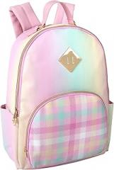Emma & Chloe Pastel Waterproof Vinyl Backpack for Traveling and Commuting (Ombre Stripes)
