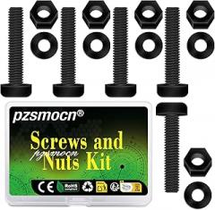 300 Pieces/100 Sets M3*30 mm Plastic Black Nylon Cross Round Head Screw Hexagonal Nut Combination Kit, with Insulating Washers, Standard Size, for DIY and Electronic Assembly.