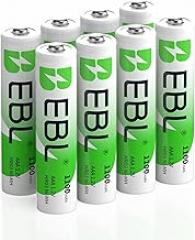 EBL AAA Rechargeable Batteries, 8-Count, Ni-MH 1100mAh 1.2V Triple A Batteries for Remote Controls Household Electronic Devices