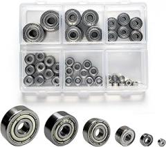 60 Pcs 6-Size Ball Bearings Kit, Miniature Bearings Assortment 625ZZ 624ZZ 623ZZ 693ZZ 683ZZ 682ZZ for Skateboards, Consumer Electronics - Double Shielded, Carbon Steel